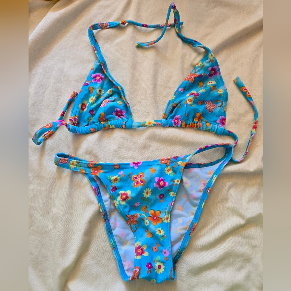 Floral Blue Bikini Set